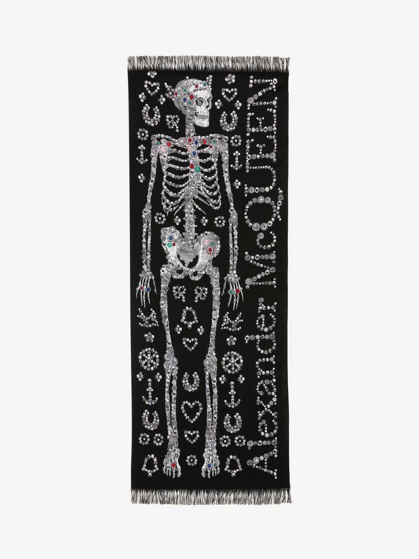 Bufanda Alexander McQueen Pearly Skeleton Mujer - Negros/Multicolor - Mexico 548-BXWFQU